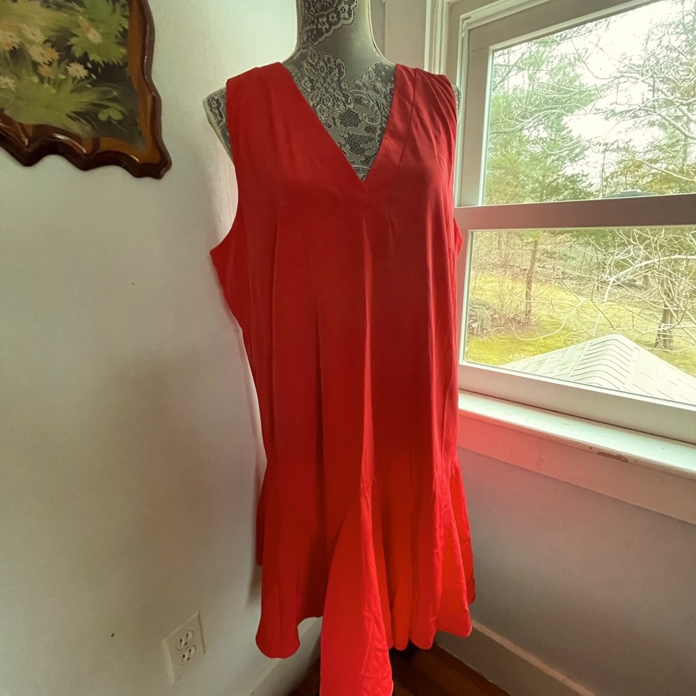 Red JCrew sleeveless flounce dress XL
